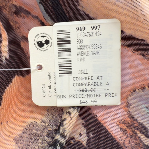 NWT Free People Printed Mesh Tie Strap Tank – Size S - Picture 6 of 7